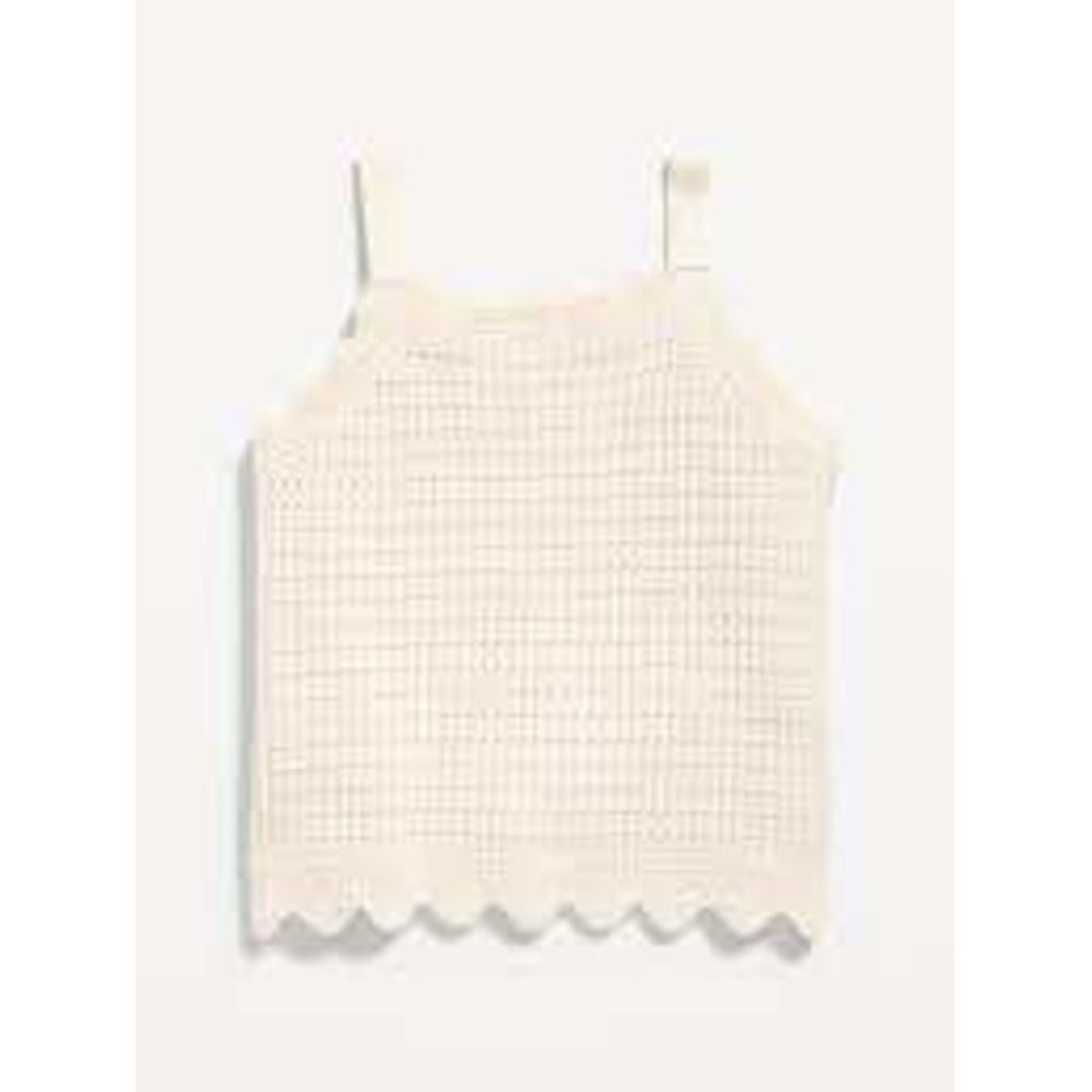 Old Navy Girls Cream Crochet Knit Tank Top Scalloped Hem‎ Size XXL 14